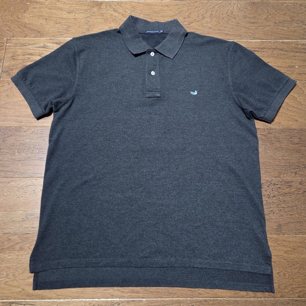 Southern Marsh Heather Gray Black Collared Polo Shirt Size Large